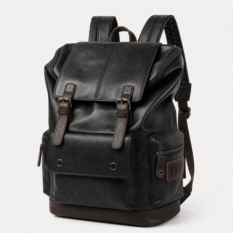black vintage haiku leather backpack Aria for Work/College Women Smooth Laptop Bag, 15.6-Inches / The surface has small pores HARI II BLACK - Leather