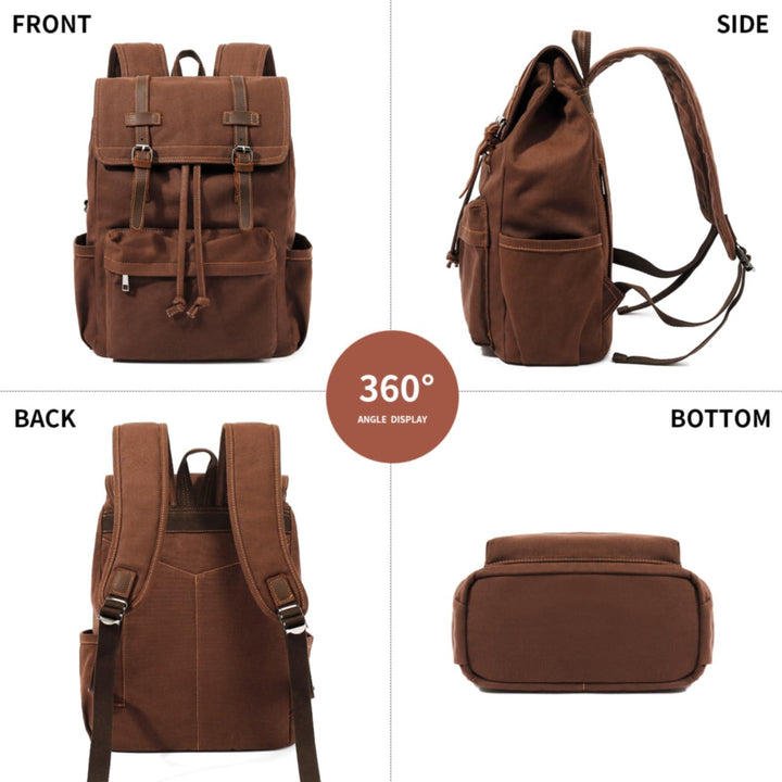 HuaChen Vintage Canvas Backpack for Laptop Hiking - HuaChen