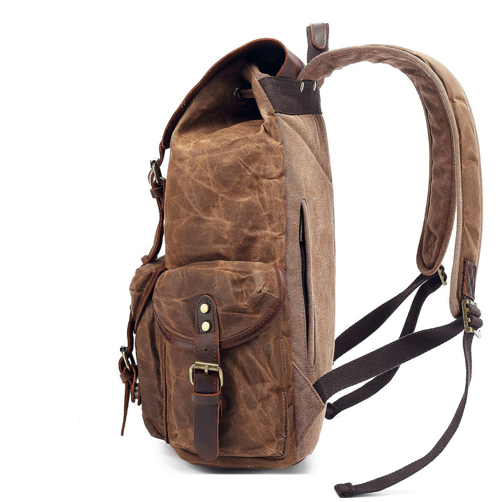 Huachen Waxed Canvas Leather Backpack – Durable & Stylish Travel Bag - HuaChen