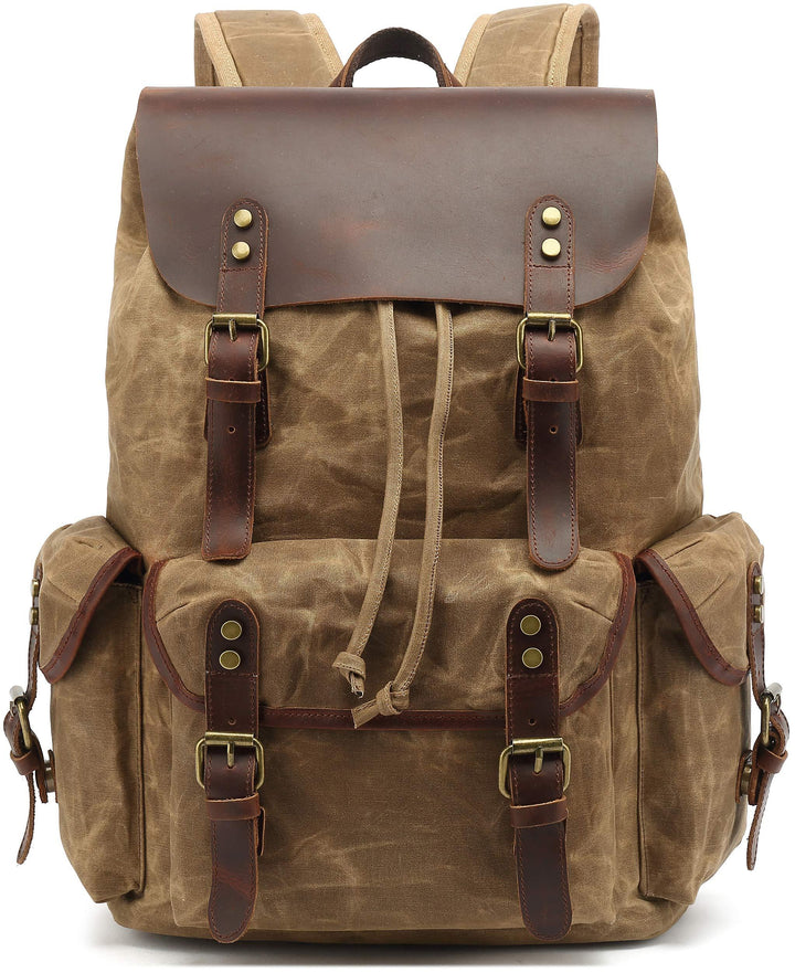 Huachen Waxed Canvas Leather Backpack – Durable & Stylish Travel Bag - HuaChen