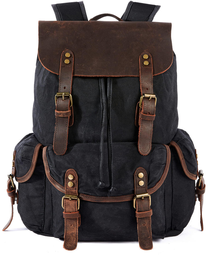 Huachen Waxed Canvas Leather Backpack – Durable & Stylish Travel Bag - HuaChen