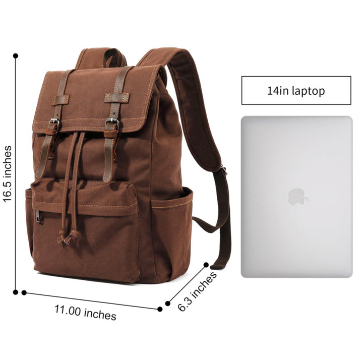 HuaChen Vintage Canvas Backpack for Laptop Hiking - HuaChen