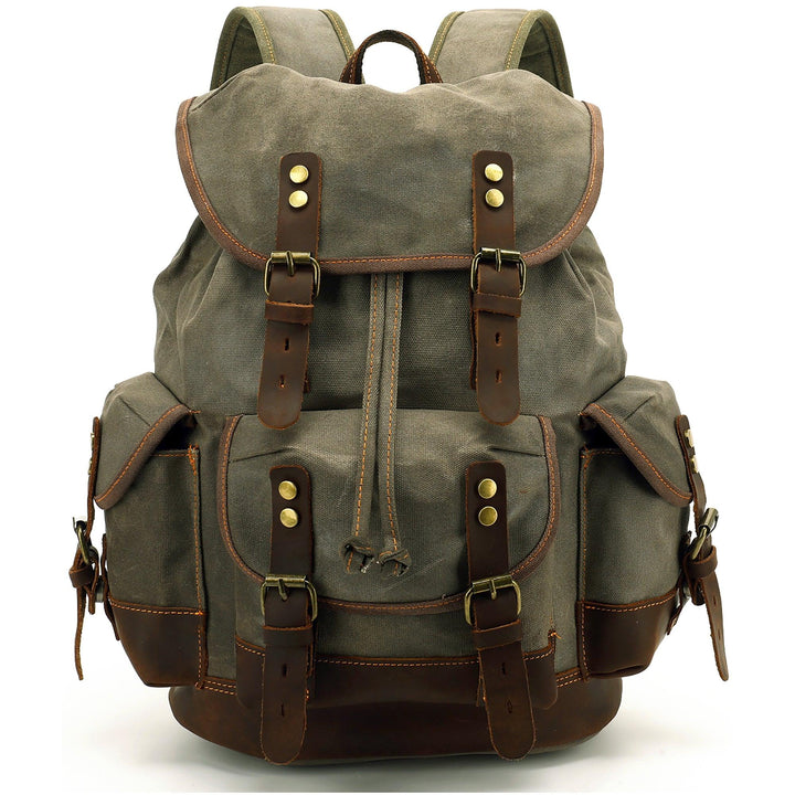 HuaChen Vintage Canvas & Leather Backpack: Spacious and Durable - HuaChen