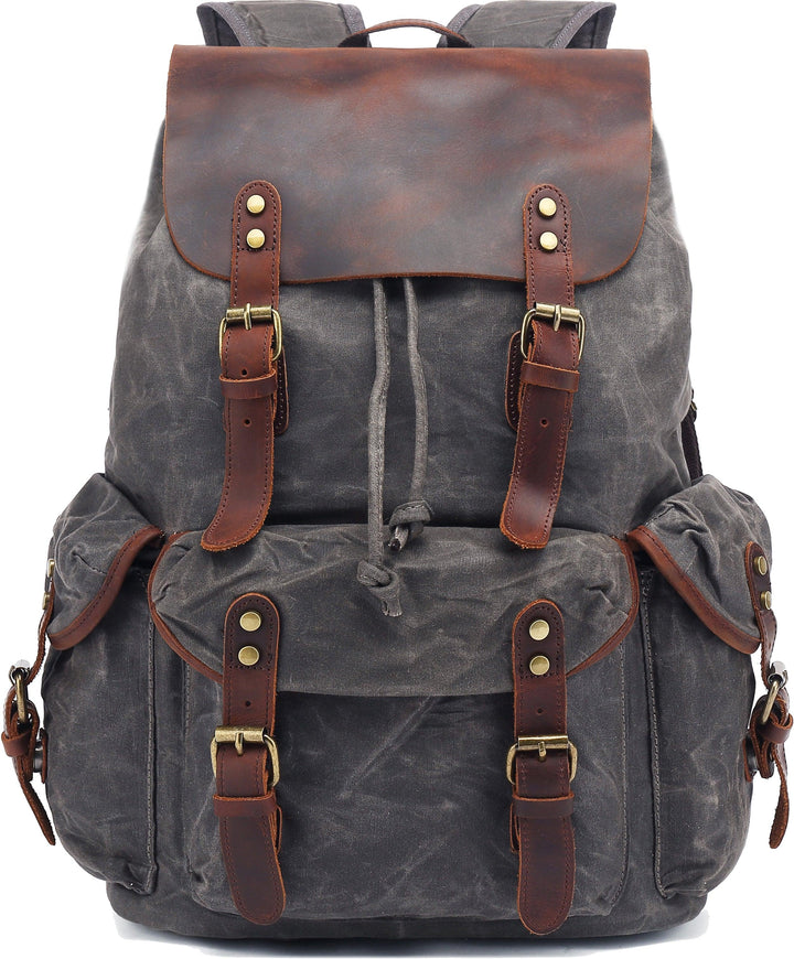 Huachen Waxed Canvas Leather Backpack – Durable & Stylish Travel Bag - HuaChen