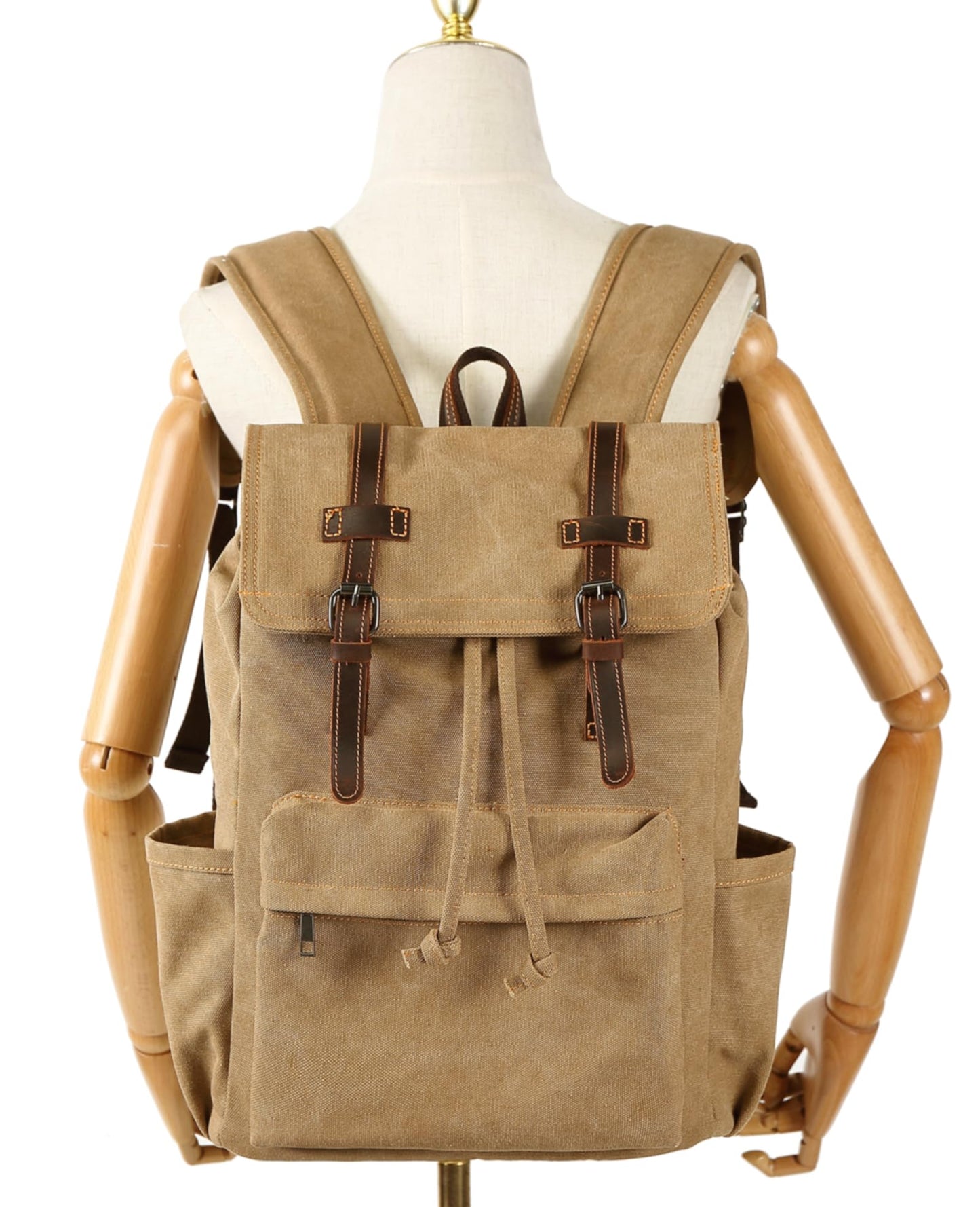 HuaChen Vintage Canvas Backpack for Laptop Hiking - HuaChen