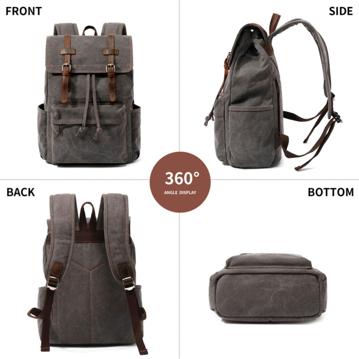 HuaChen Vintage Canvas Backpack for Laptop Hiking - HuaChen