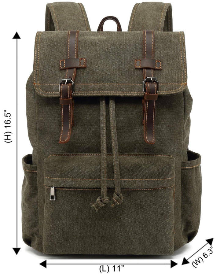 HuaChen Vintage Canvas Backpack for Laptop Hiking - HuaChen