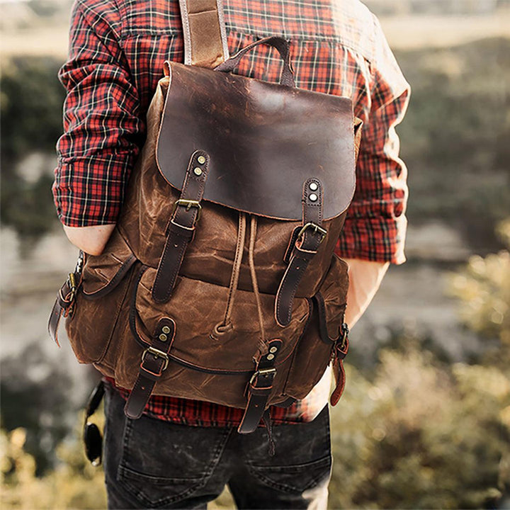 chusan leather backpack Brown Waxed Canvas Pack