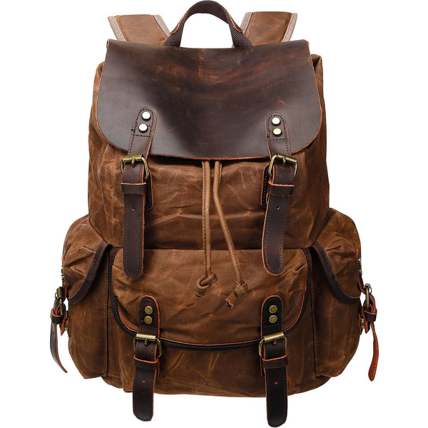 Huachen Waxed Canvas Leather Backpack – Durable & Stylish Travel Bag - HuaChen