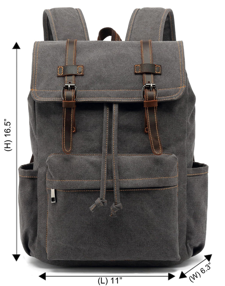 HuaChen Vintage Canvas Backpack for Laptop Hiking - HuaChen