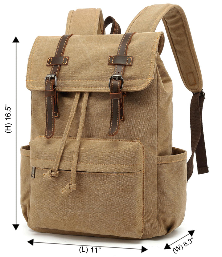 HuaChen Vintage Canvas Backpack for Laptop Hiking - HuaChen