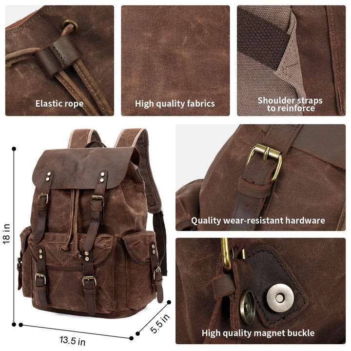 chusan leather backpack Brown Waxed Canvas Pack
