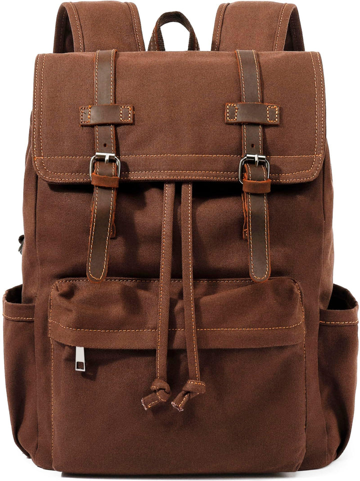 HuaChen Vintage Canvas Backpack for Laptop Hiking - HuaChen