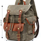 HuaChen Canvas Leather Backpack - Military Tactical Rucksack - HuaChen