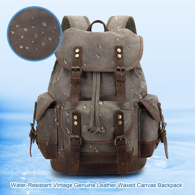 classic canvas leather backpack Waxed Canvas Rucksack