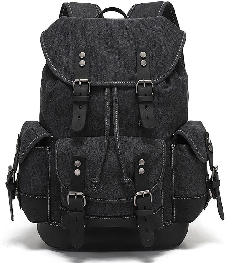 HuaChen Vintage Canvas & Leather Backpack: Spacious and Durable - HuaChen