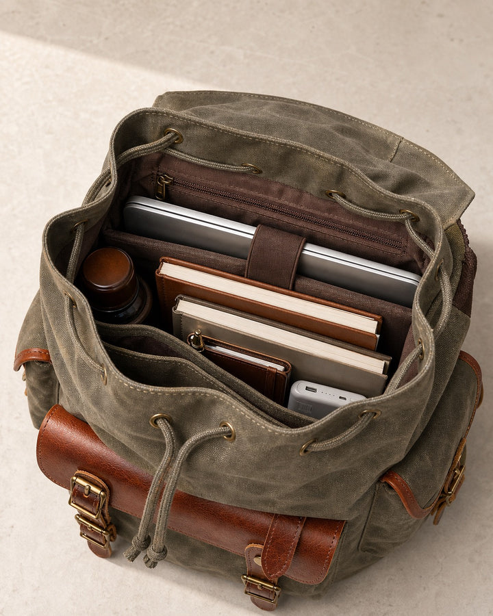 Waxed Canvas Leather Pack