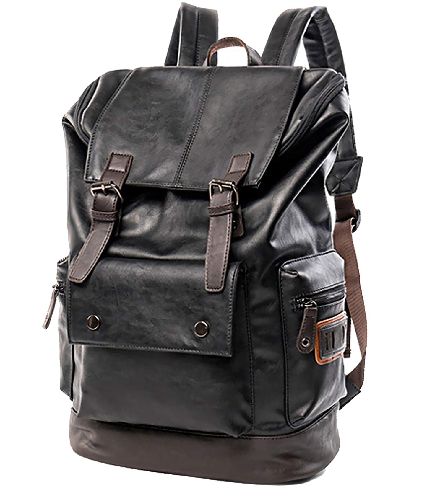 Vintage PU Leather Laptop Backpack - College Travel Rucksack - HuaChen